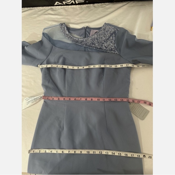 NEW $248 JS Collections [ 8 ] Sequin Hayden Knee Length Dress Denim‎ Blue - Picture 10 of 13
